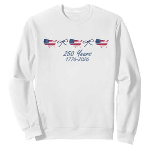 250th Anniversary USA Sweatshirt American Flag Dainty Bow 4th of July