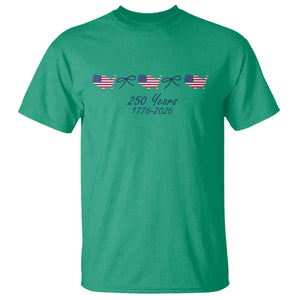 250th Anniversary USA T Shirt American Flag Dainty Bow 4th of July