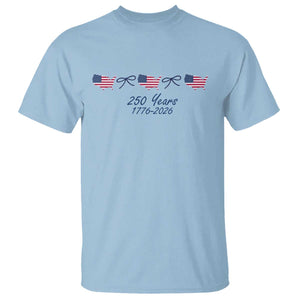 250th Anniversary USA T Shirt American Flag Dainty Bow 4th of July