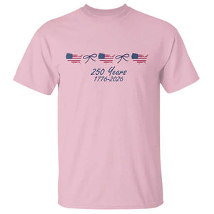 250th Anniversary USA T Shirt American Flag Dainty Bow 4th of July