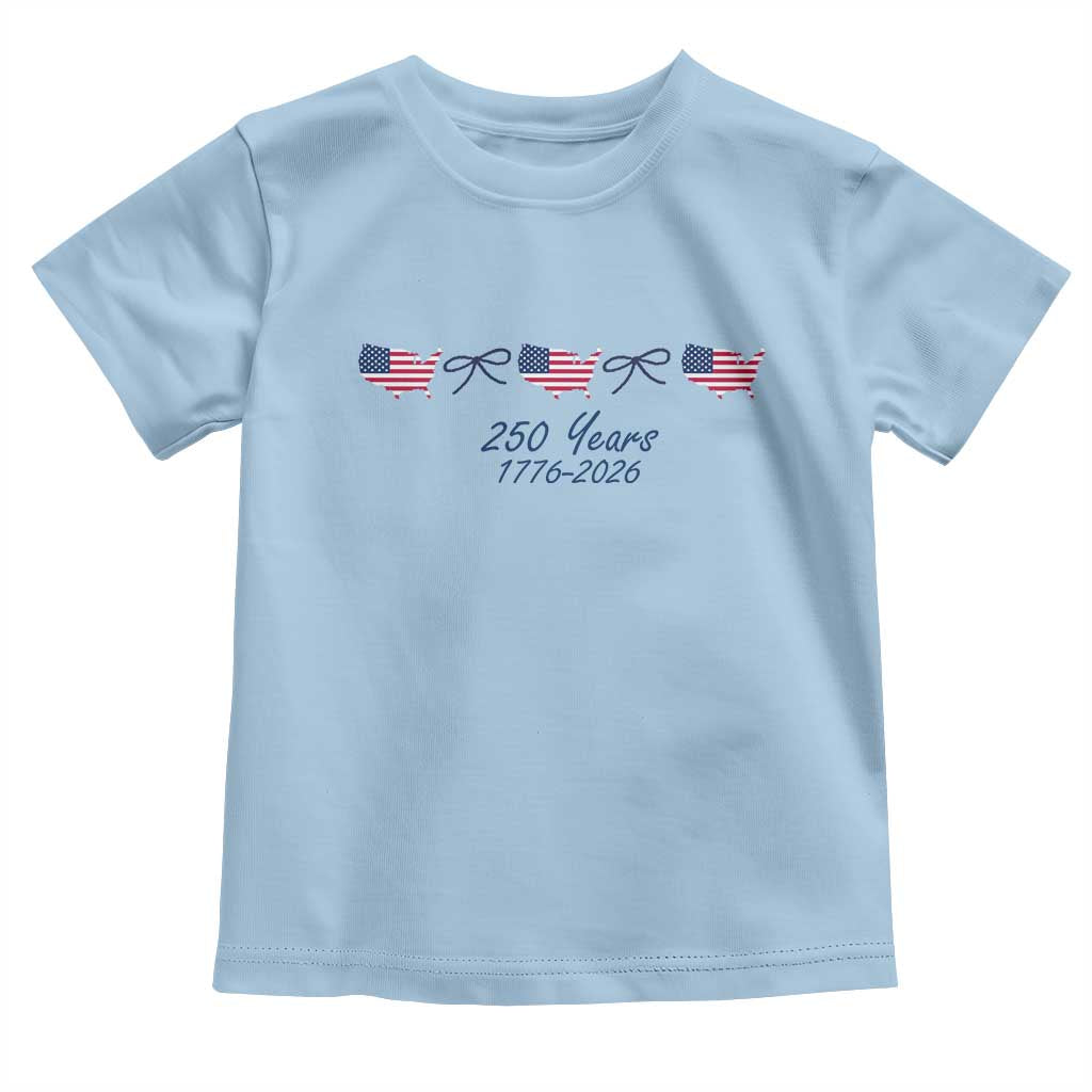 250th Anniversary USA Toddler T Shirt American Flag Dainty Bow 4th of July