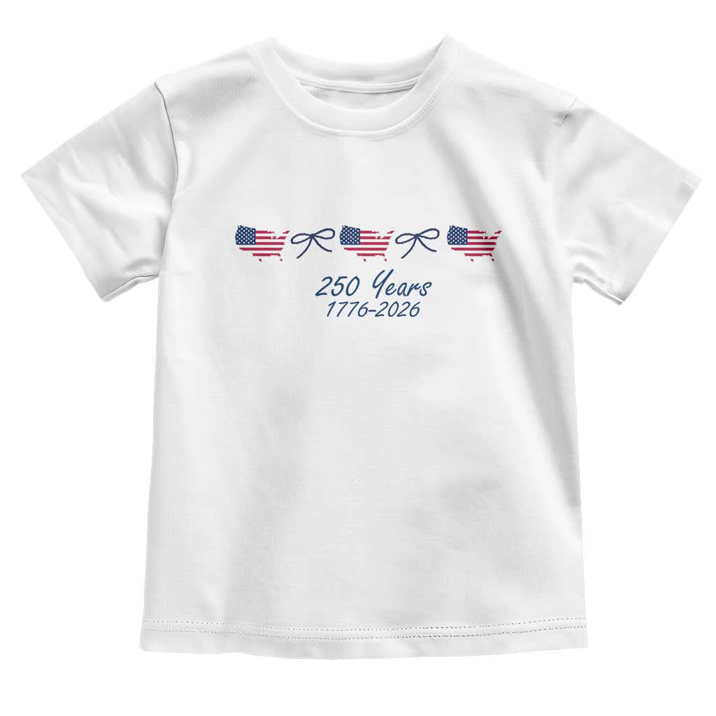 250th Anniversary USA Toddler T Shirt American Flag Dainty Bow 4th of July