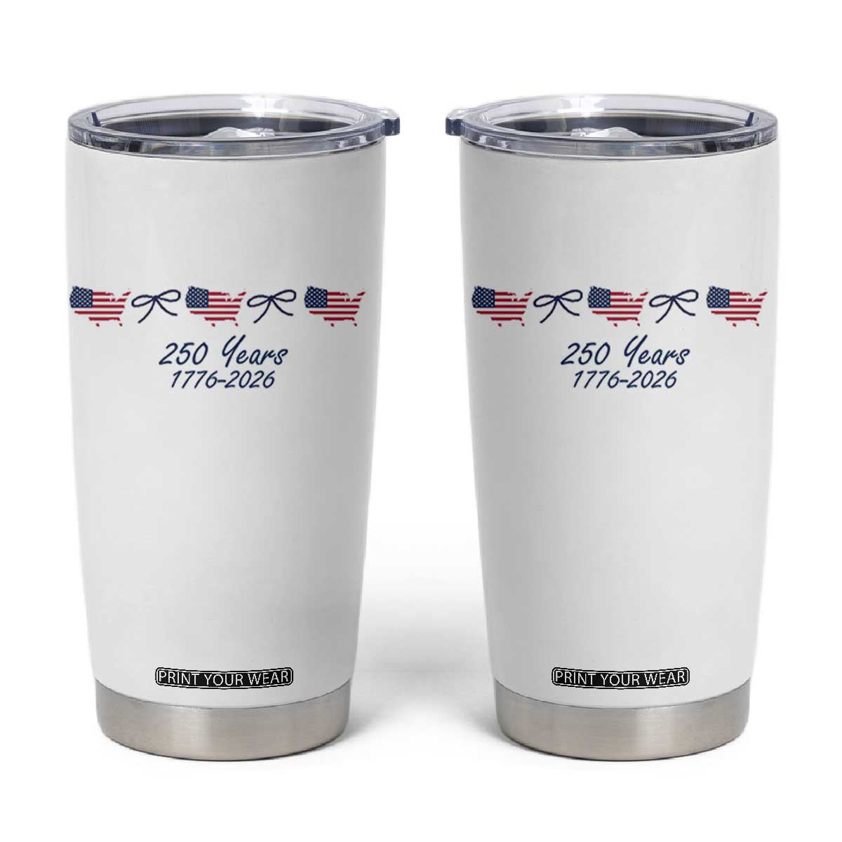250th Anniversary USA Tumbler Cup American Flag Dainty Bow 4th of July
