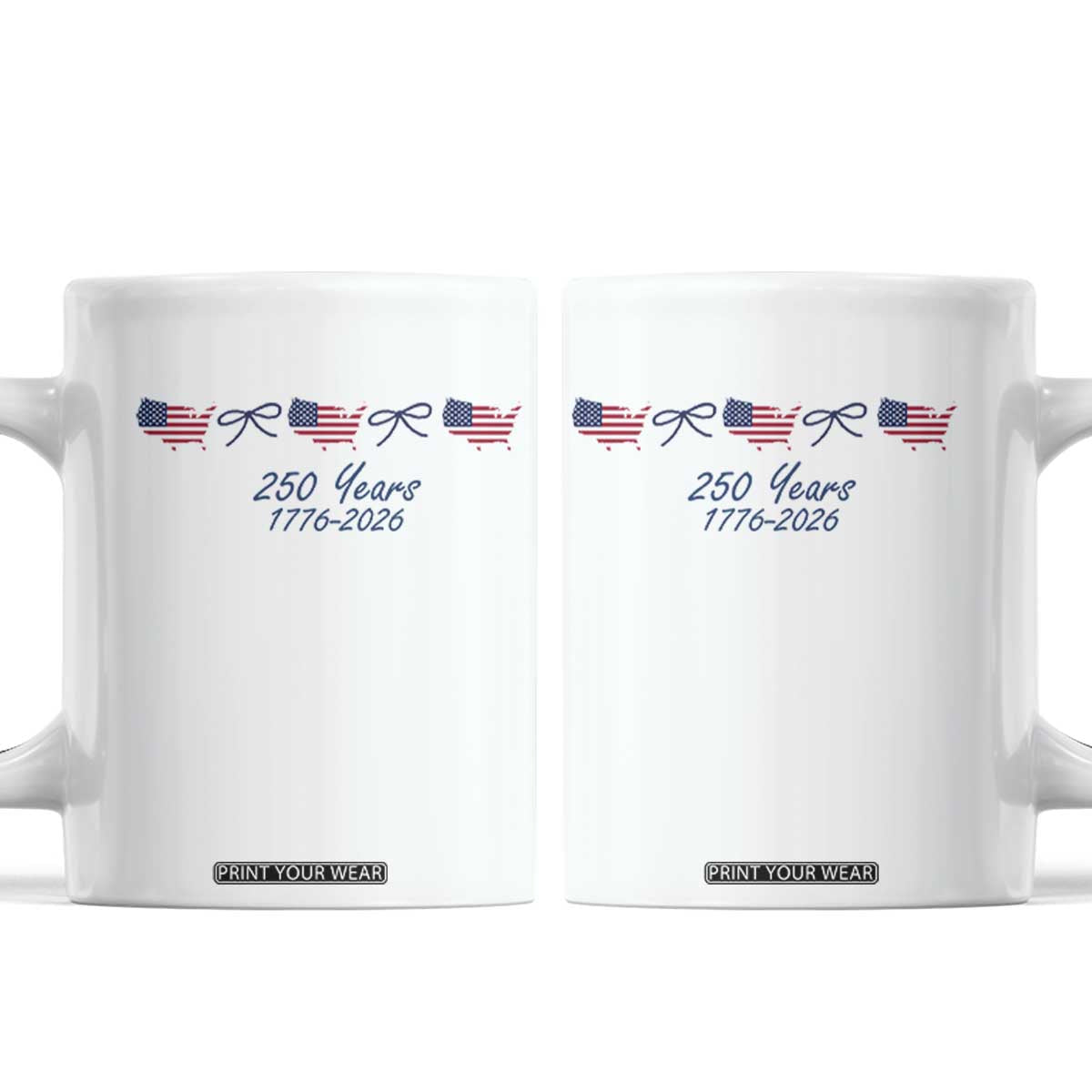 250th Anniversary USA Coffee Mug American Flag Dainty Bow 4th of July