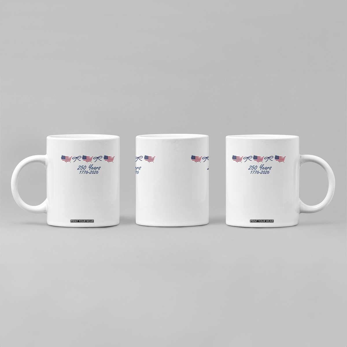 250th Anniversary USA Coffee Mug American Flag Dainty Bow 4th of July