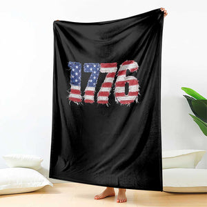 Distressed Faux Patchwork 1776 USA Flag Throw Blanket Vintage Effect Printing Patriotic Graphic 4th Of July Independence Day