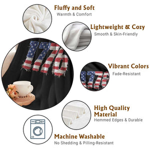 Distressed Faux Patchwork 1776 USA Flag Throw Blanket Vintage Effect Printing Patriotic Graphic 4th Of July Independence Day