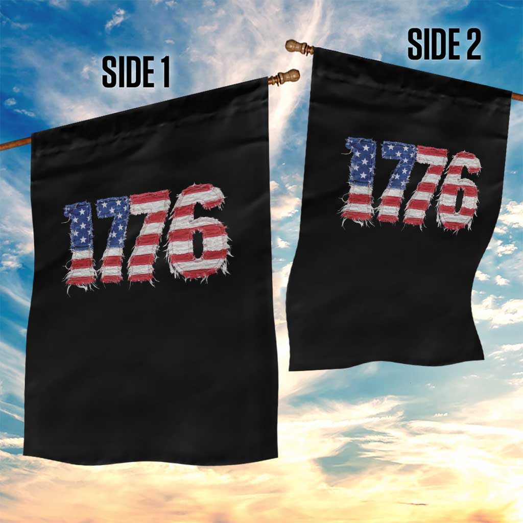 Distressed Faux Patchwork 1776 USA Flag Garden Flag Vintage Effect Printing Patriotic Graphic 4th Of July Independence Day