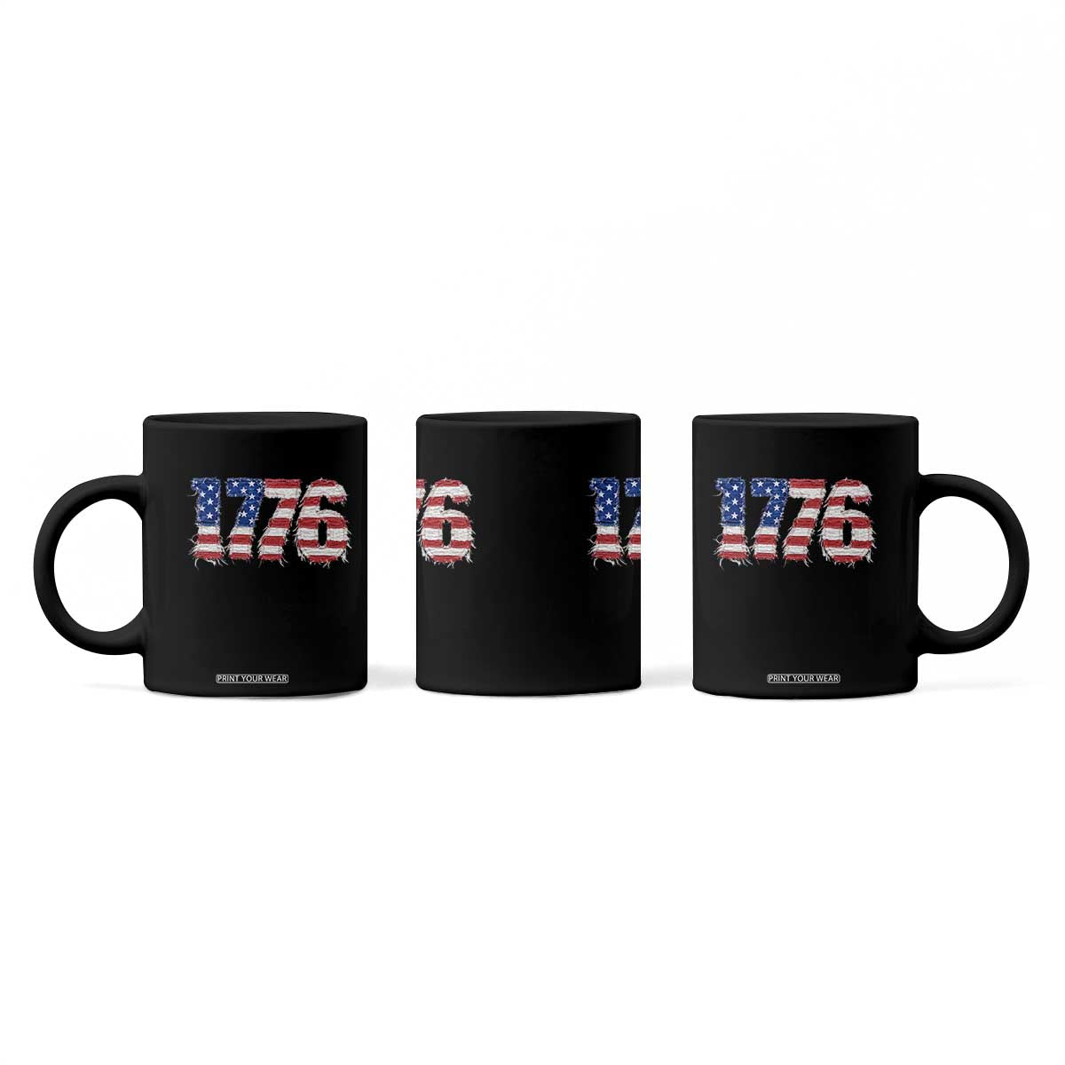 Distressed Faux Patchwork 1776 USA Flag Coffee Mug Vintage Effect Printing Patriotic Graphic 4th Of July Independence Day