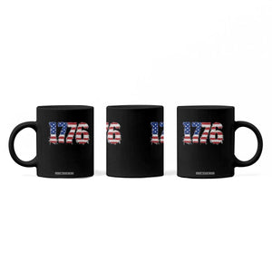 Distressed Faux Patchwork 1776 USA Flag Coffee Mug Vintage Effect Printing Patriotic Graphic 4th Of July Independence Day