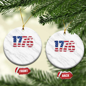 Distressed Faux Patchwork 1776 USA Flag Ceramic Ornament Vintage Effect Printing Patriotic Graphic 4th Of July Independence Day