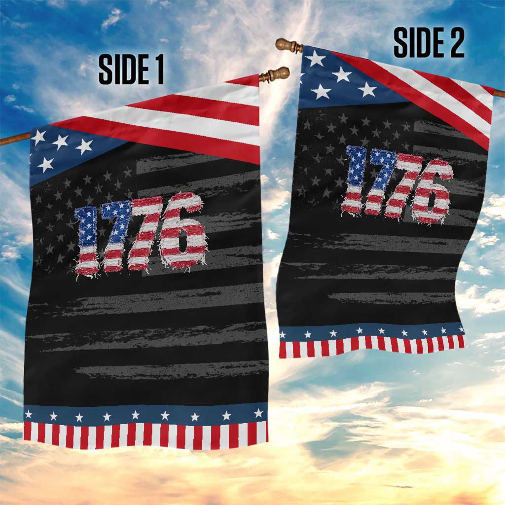 Distressed Faux Patchwork 1776 USA Flag Patriotic Garden Flag Vintage Effect Printing Graphic 4th Of July Independence Day