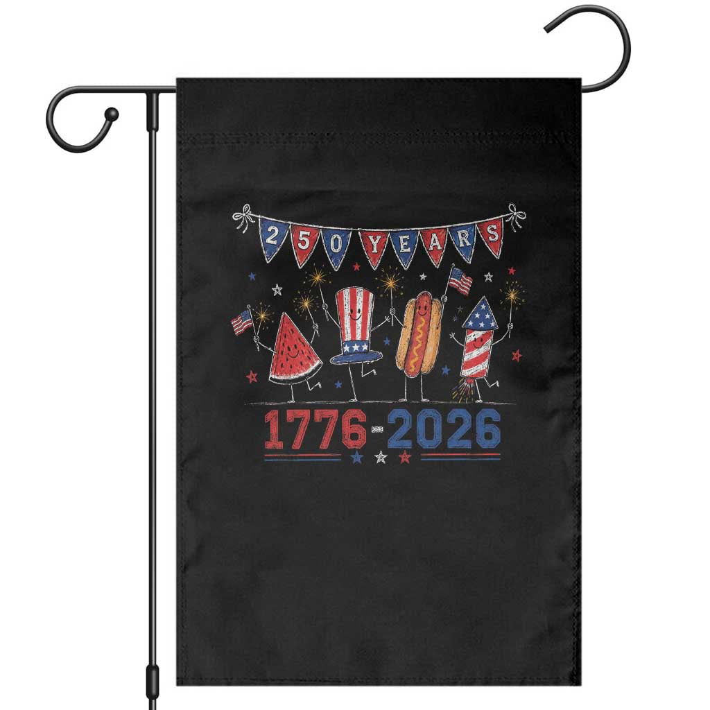 250 Years American 1776 2026 Garden Flag Patriotic Watermelon Hotdog Firework 250th 4th July Independence Day TS10 Black Print Your Wear