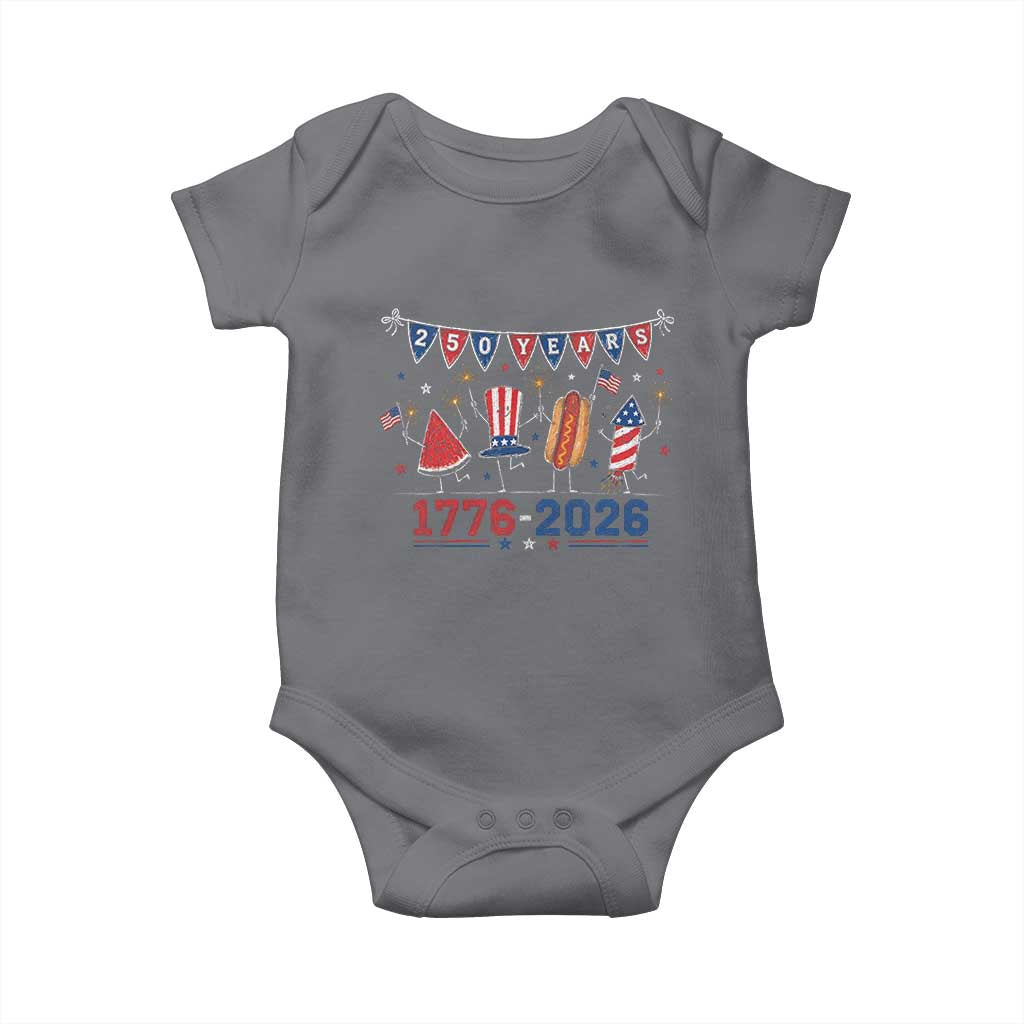 250 Years American 1776 2026 Baby Onesie Patriotic Watermelon Hotdog Firework 250th 4th July Independence Day