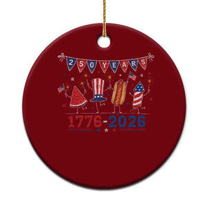 250 Years American 1776 2026 Ceramic Ornament Patriotic Watermelon Hotdog Firework 250th 4th July Independence Day