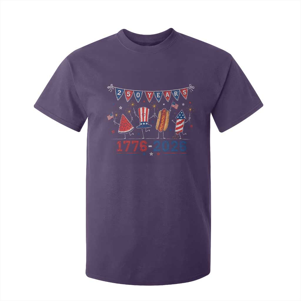 250 Years American 1776 2026 T Shirt For Kid Patriotic Watermelon Hotdog Firework 250th 4th July Independence Day