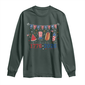 250 Years American 1776 2026 Long Sleeve Shirt Patriotic Watermelon Hotdog Firework 250th 4th July Independence Day