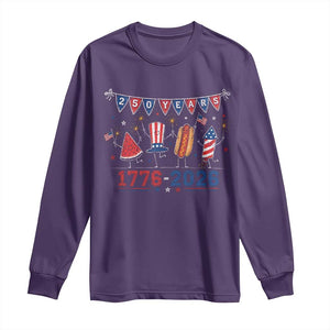 250 Years American 1776 2026 Long Sleeve Shirt Patriotic Watermelon Hotdog Firework 250th 4th July Independence Day