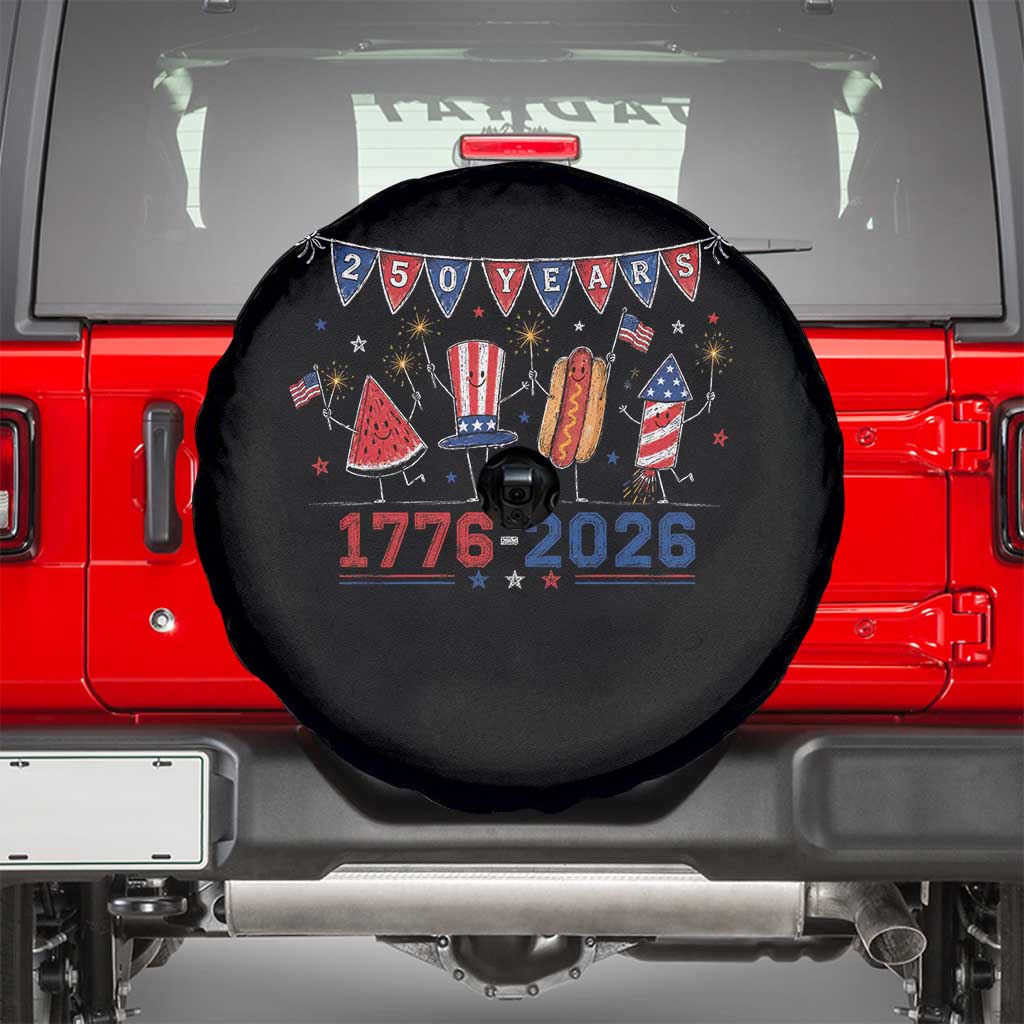 250 Years American 1776 2026 Spare Tire Cover Patriotic Watermelon Hotdog Firework 250th 4th July Independence Day