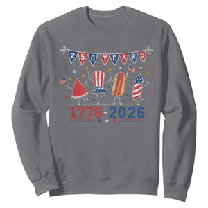 250 Years American 1776 2026 Sweatshirt Patriotic Watermelon Hotdog Firework 250th 4th July Independence Day