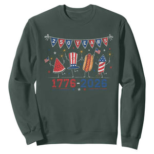250 Years American 1776 2026 Sweatshirt Patriotic Watermelon Hotdog Firework 250th 4th July Independence Day