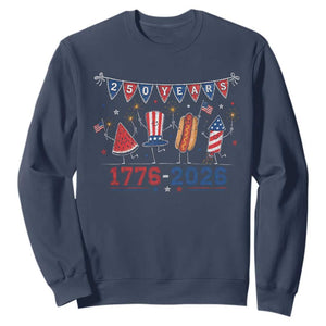 250 Years American 1776 2026 Sweatshirt Patriotic Watermelon Hotdog Firework 250th 4th July Independence Day