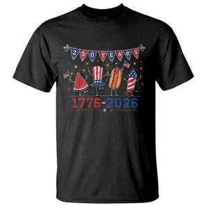250 Years American 1776 2026 T Shirt Patriotic Watermelon Hotdog Firework 250th 4th July Independence Day