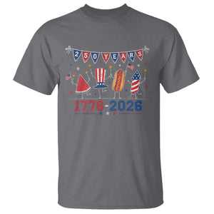 250 Years American 1776 2026 T Shirt Patriotic Watermelon Hotdog Firework 250th 4th July Independence Day