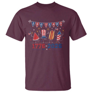 250 Years American 1776 2026 T Shirt Patriotic Watermelon Hotdog Firework 250th 4th July Independence Day