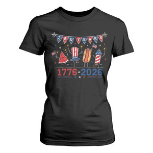 250 Years American 1776 2026 T Shirt For Women Patriotic Watermelon Hotdog Firework 250th 4th July Independence Day