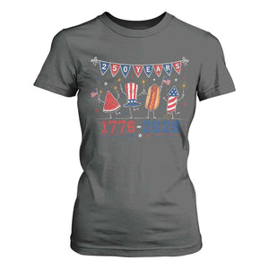 250 Years American 1776 2026 T Shirt For Women Patriotic Watermelon Hotdog Firework 250th 4th July Independence Day