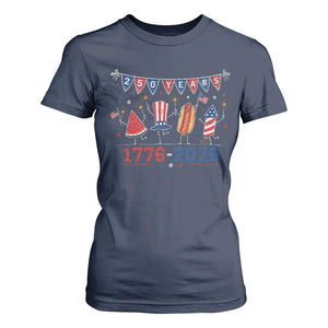 250 Years American 1776 2026 T Shirt For Women Patriotic Watermelon Hotdog Firework 250th 4th July Independence Day