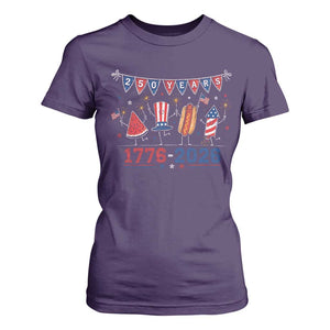 250 Years American 1776 2026 T Shirt For Women Patriotic Watermelon Hotdog Firework 250th 4th July Independence Day