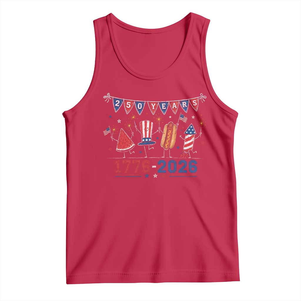 250 Years American 1776 2026 Tank Top Patriotic Watermelon Hotdog Firework 250th 4th July Independence Day