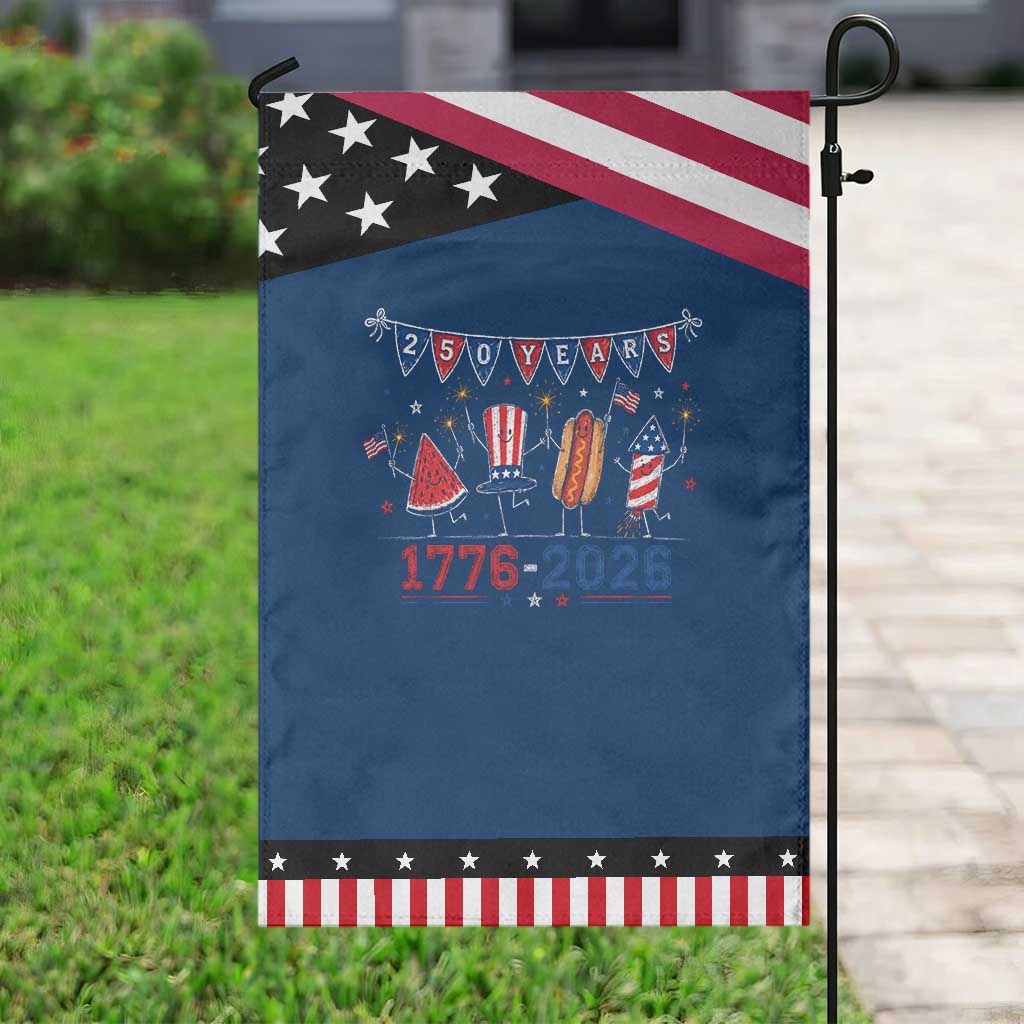 250 Years American 1776 2026 Patriotic Garden Flag Watermelon Hotdog Firework 250th 4th July Independence Day