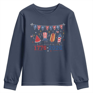 250 Years American 1776 2026 Youth Sweatshirt Patriotic Watermelon Hotdog Firework 250th 4th July Independence Day