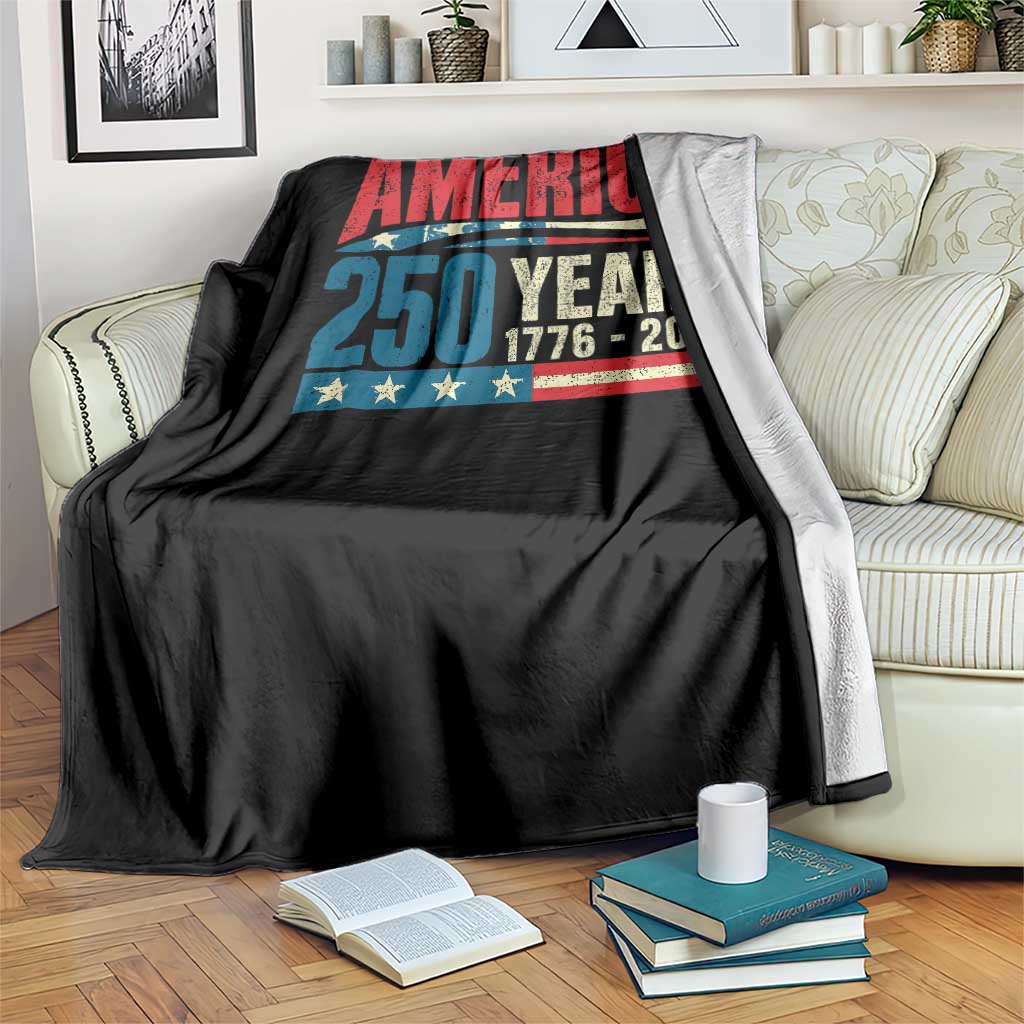 250th Anniversary USA Throw Blanket Retro 250 Years American 1776 2026 US Flag