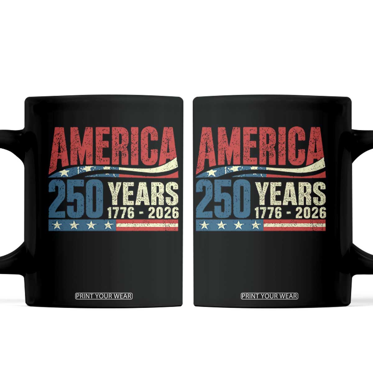 250th Anniversary USA Coffee Mug Retro 250 Years American 1776 2026 US Flag