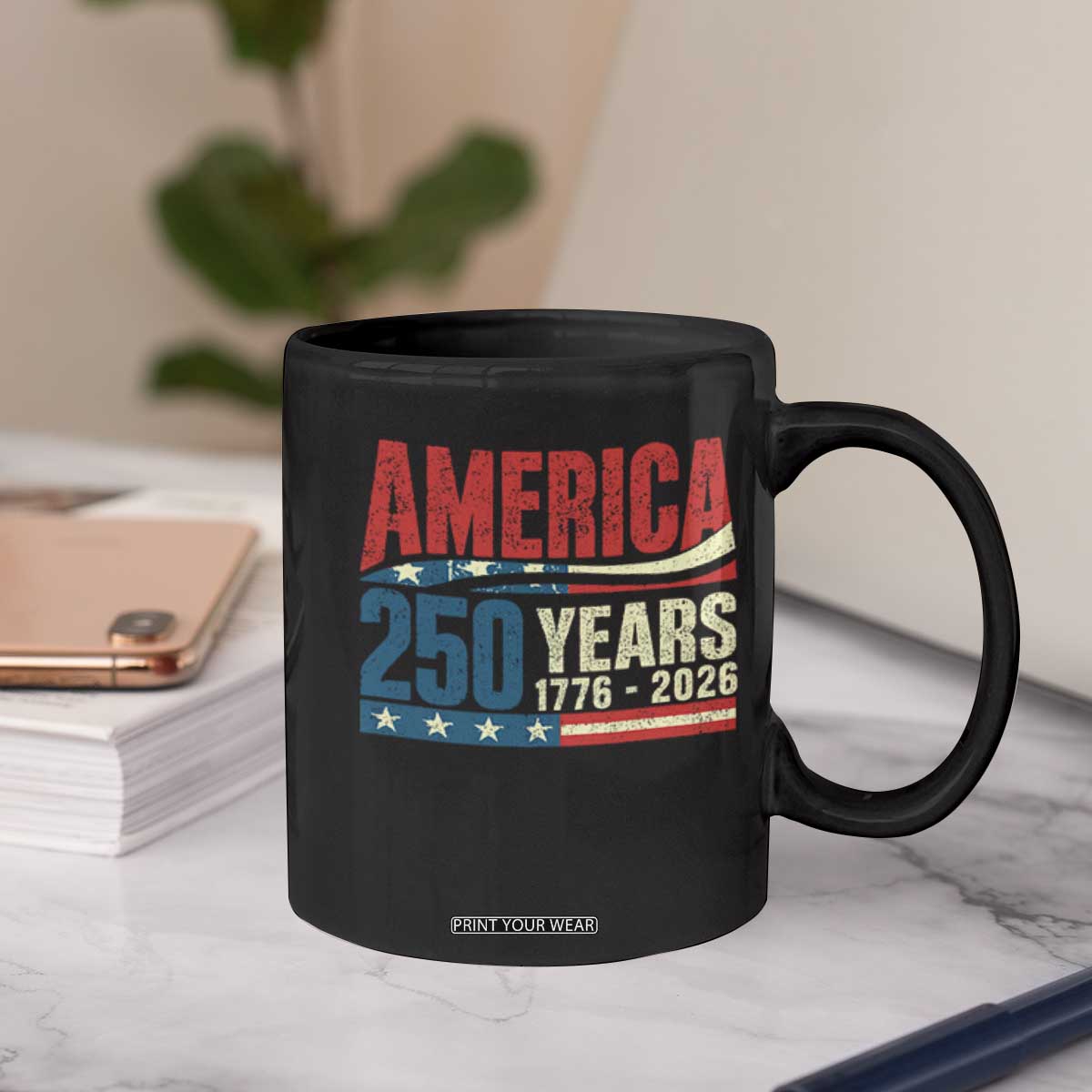250th Anniversary USA Coffee Mug Retro 250 Years American 1776 2026 US Flag