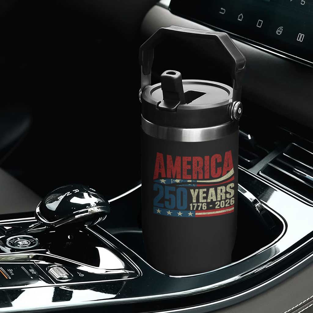 250th Anniversary USA Flip Straw Tumbler Retro 250 Years American 1776 2026 US Flag