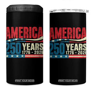 250th Anniversary USA 4 in 1 Can Cooler Tumbler Retro 250 Years American 1776 2026 US Flag