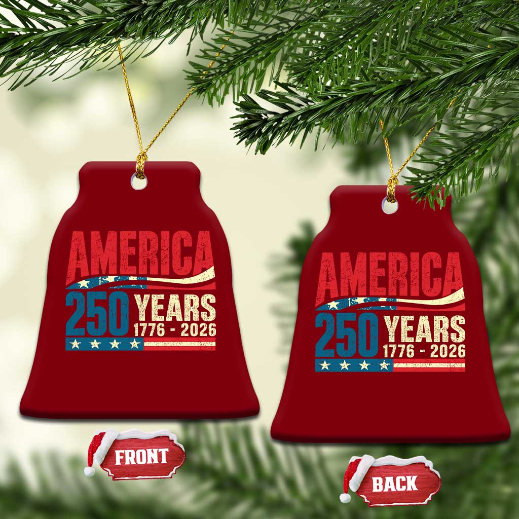 250th Anniversary USA Ceramic Ornament Retro 250 Years American 1776 2026 US Flag
