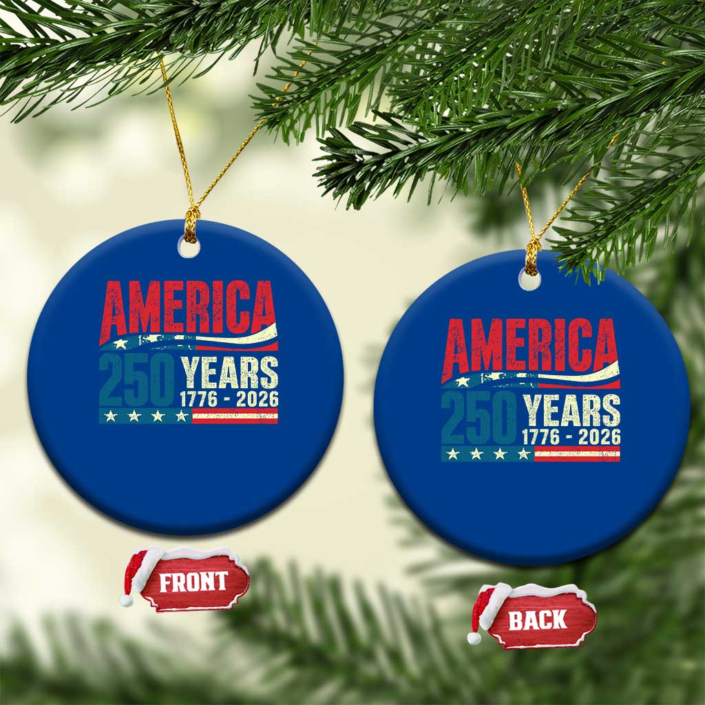 250th Anniversary USA Ceramic Ornament Retro 250 Years American 1776 2026 US Flag