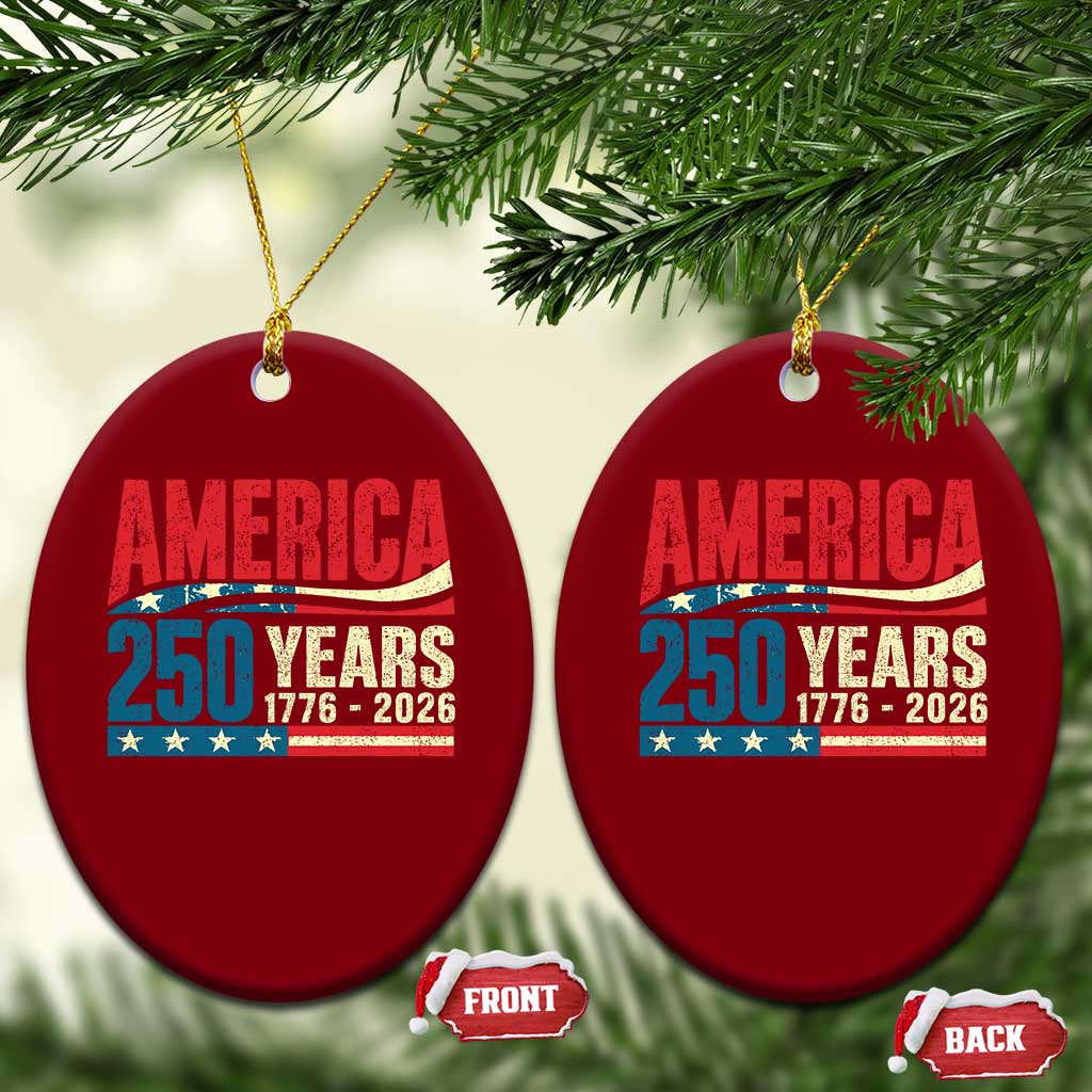 250th Anniversary USA Ceramic Ornament Retro 250 Years American 1776 2026 US Flag