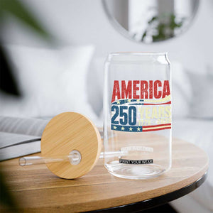 250th Anniversary USA Glass Can Retro 250 Years American 1776 2026 US Flag