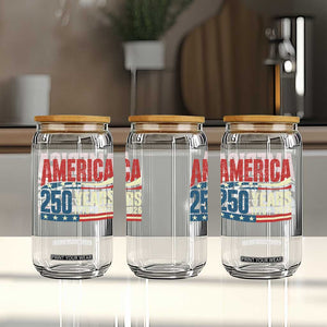 250th Anniversary USA Glass Can Retro 250 Years American 1776 2026 US Flag