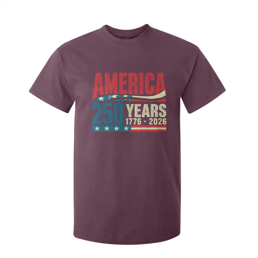 250th Anniversary USA T Shirt For Kid Retro 250 Years American 1776 2026 US Flag