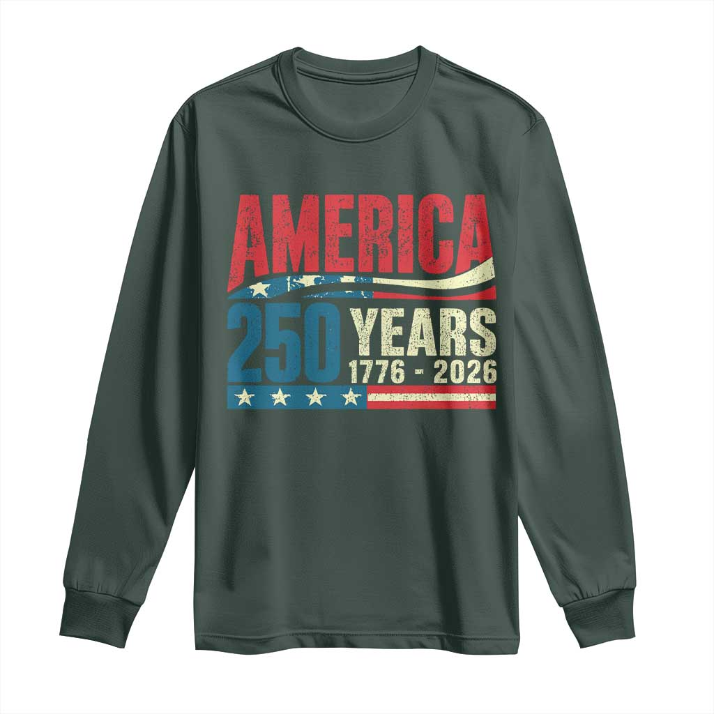250th Anniversary USA Long Sleeve Shirt Retro 250 Years American 1776 2026 US Flag