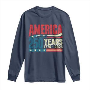 250th Anniversary USA Long Sleeve Shirt Retro 250 Years American 1776 2026 US Flag