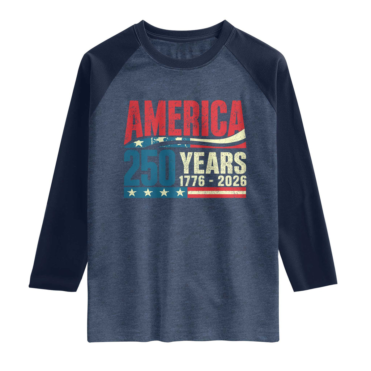 250th Anniversary USA Raglan Shirt Retro 250 Years American 1776 2026 US Flag